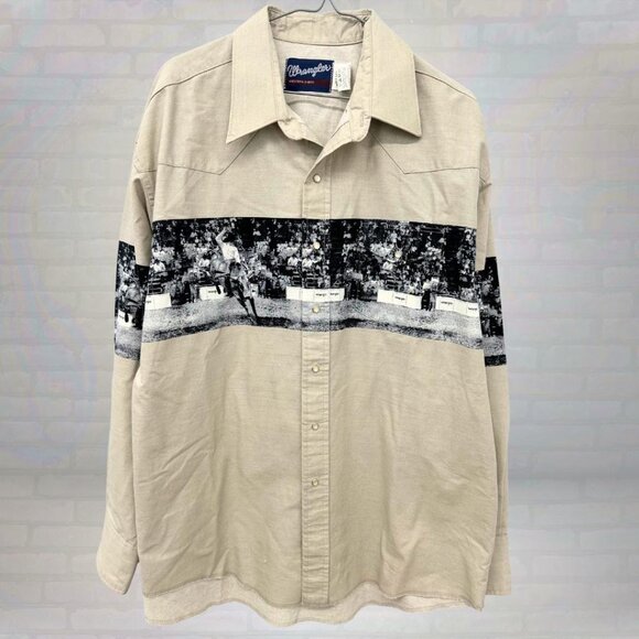 Vintage Wrangler Rodeo Pearl Snap Shirt | 90s Cowboy Western Long Sleeve Size XL - Picture 1 of 8